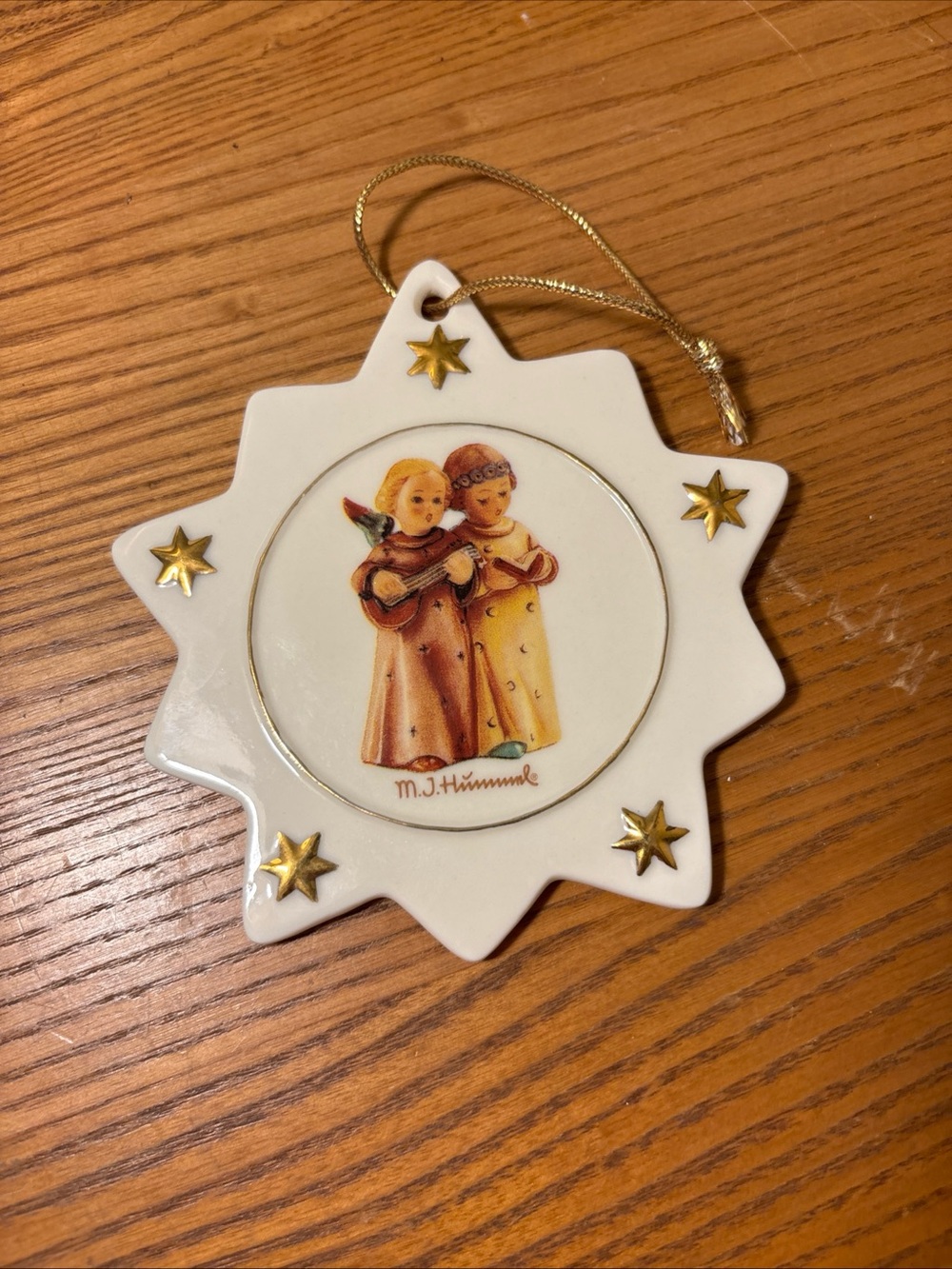 Hummel White and Gold Star Ornament with Angel Choir